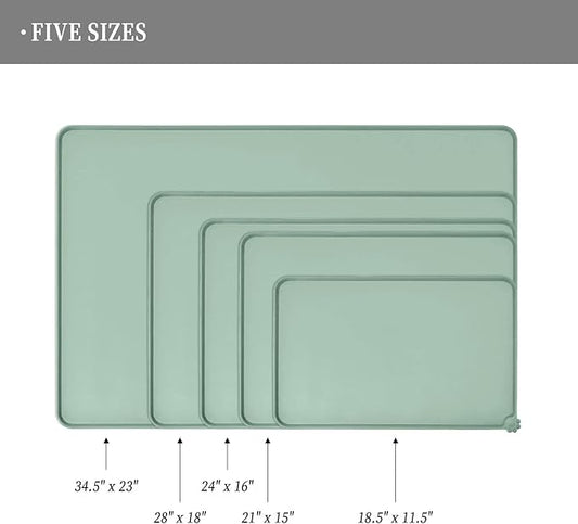 Waterproof Pet Feeding Mat with High Raised Edges, Heavier and Thicker Placemats for Cat Dog Water Bowl with BPA Free, Dogs Cats Food Mats for Messy Drinkers to Prevent Spill and Protect Floors