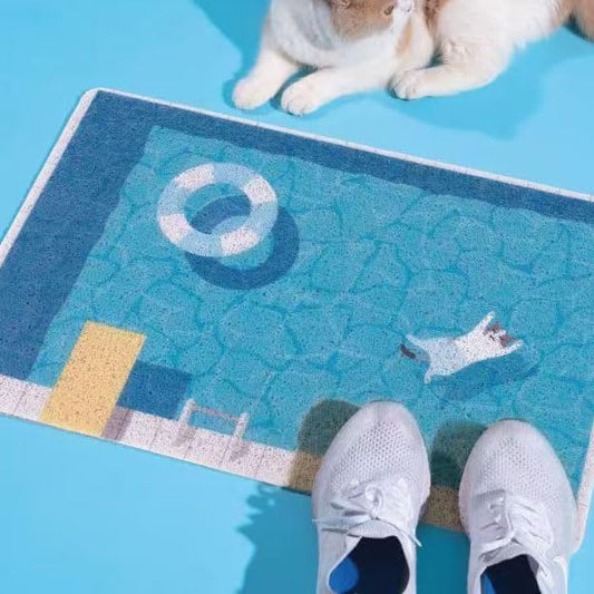 Cute Cat Litter Mat (24''x36'') Large, Washable for Kitty Litter & Cute Cat Litter Box,Shower Door Welcome