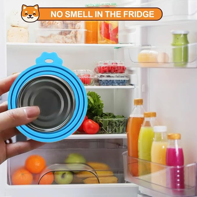 2 Pack Silicone Pet Food Can Lids, Black/Blue, BPA Free, Food Safe, Universal, Pull On, Round, 2 Pieces, Perfect for Most Families with Pets at Home