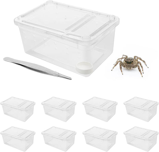 8 PCS Reptile Terrarium Plastic Clear Enclosure Portable Reptile Transport Box for Snakes, Frogs, Lizards, Insects, Scorpions, Geckos, Spiders Perfect Reptile Enclosure.