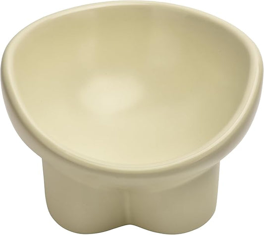 Ceramic Raised Cat Bowl,Elevated Tilted Anti Vomit Cat Bowls for Indoor Cats Whisker Friendly Pet Feeder for Food and Water,Cute Tilted Dish for Flat Faced Cats,Puppies