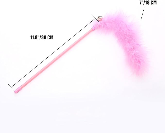 IUHKBH Cat Wand Toys, 3 PCS Interactive Feather Wands Colorful Cat Teaser Wand with Bell for Cats and Kitties