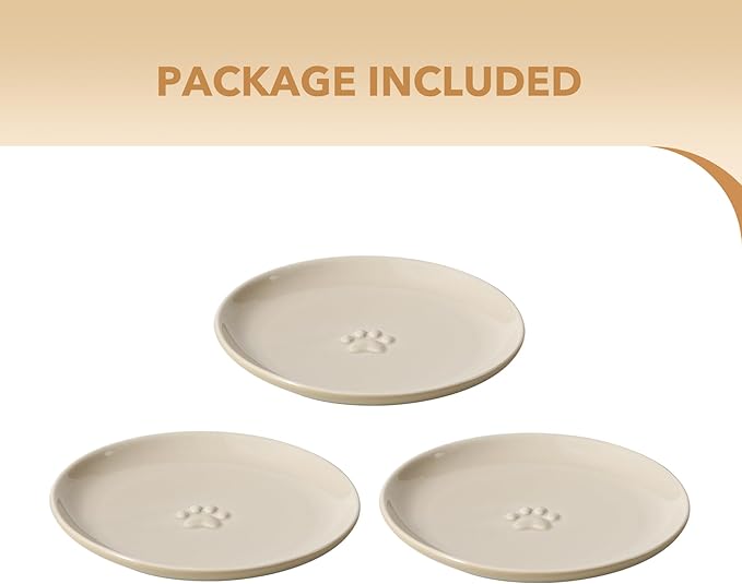 6.1'' Ceramic Wide Cat Dishes, Set of 3 Ceramic Cat Bowls, Indoor Kitten Feeding Wet & Dry Shallow Food Dish Anti Whisker Fatigue(3 Pcs)