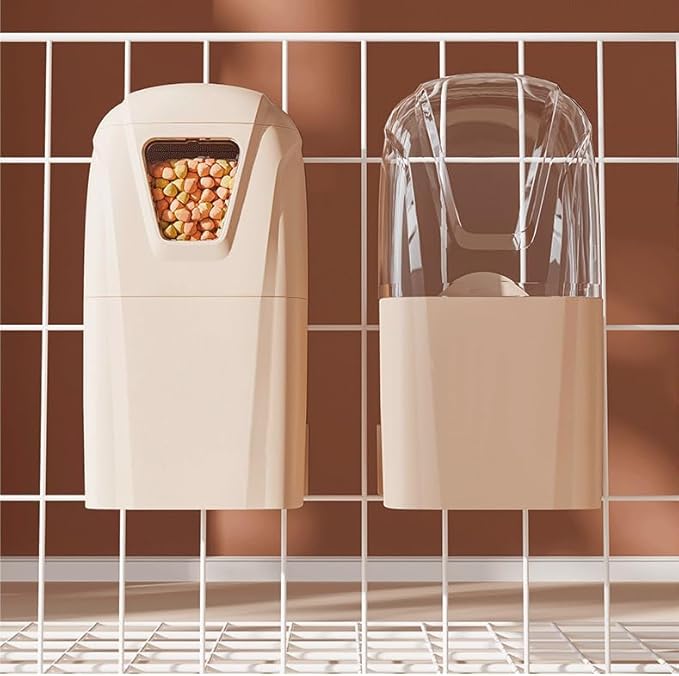 Hanging Cage Automatic Pet Food Water Dispenser 34oz, Large Capacity Feeder Gravity Refill Food and Siphon Suction Water Set for Dog Cat Rabbit Chinchilla and Ferret (Food and Water Dispenser)