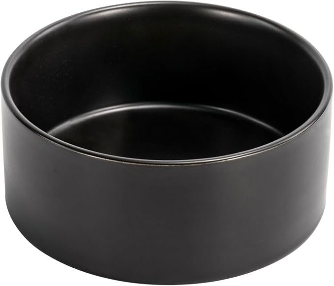 SPUNKYJUNKY 60OZ Ceramic Dog and Cat Bowl, Modern Cute Weighted Food Water Bowl for Replacement Black (1 Pack)
