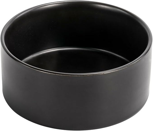 SPUNKYJUNKY 42OZ Ceramic Dog and Cat Bowl, Modern Cute Weighted Food Water Bowl for Replacement Black (1 Pack)