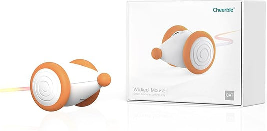 Cheerble Interactive Cat Toys for Indoor Cats, Automatic Cat Toy with LED Lights, Wicked Mouse Toys, Kitten Toys, Pet Supplies, Smart Electric Cat Toy, USB Rechargeable, Auto On/Off(Yellow)