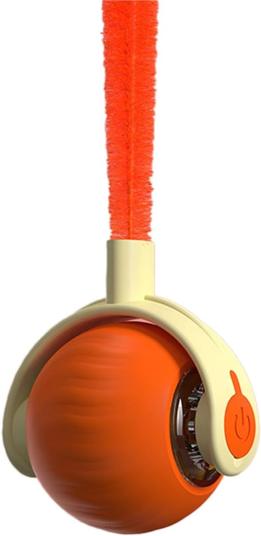 Interactive Cat Toy Ball | Automatic Moving Smart Anti-Depression Pet Toy with Light | Speedy Tail 3.0 Cat Mouse Toy | Electric Rechargeable Enrichment Toy for Indoor Bored Cats & Dogs (Orange)