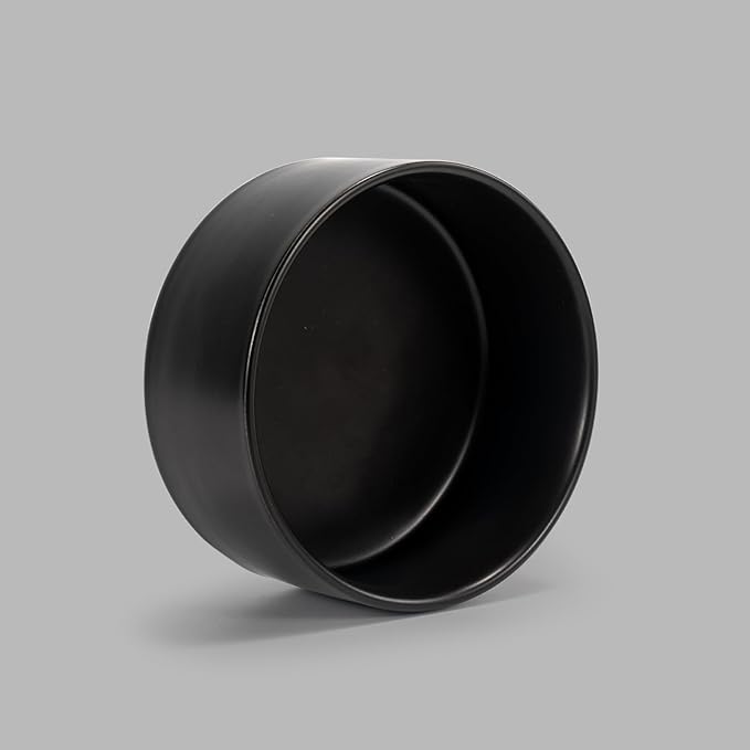 SPUNKYJUNKY 42OZ Ceramic Dog and Cat Bowl, Modern Cute Weighted Food Water Bowl for Replacement Black (2 Pack)