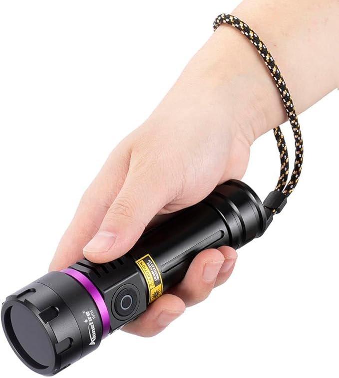 ALONEFIRE SV115 365nm UV Flashlight 30W Powerful Blacklight USB C Rechargeable Black Light for Pet Urine Detector, Scorpion, Resin, Bed Bug, Fishing with UV Protective Glasses, Rechargeable Battery