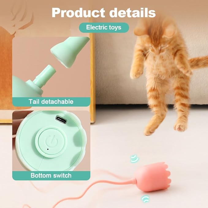 Indoor Cat Toys, Most High-Tech Electric Cat Toy, Interactive Cat Toy Cat Wand Toy for Indoor Cats, Rechargeable Automatic Cat Interactive Toy for Bored Indoor Adult Cats (2Pcs-Green)