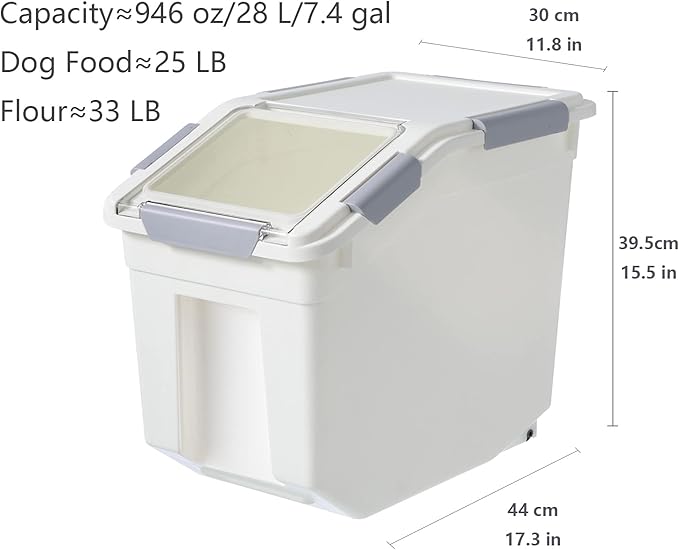 LISM 2 Pack Dog Food Storage Container with Scoop,Large Airtight Pet Dog Food Bin,Container for Dog Treats Rice,Dog Cat Dry Food Bin,Baking Supplies,Flour,Rice,Kitchen Pantry Cereal(25 LB)
