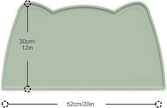 OHMO - Cat Food Mat, Silicone Pet Feeding Mat for Floor Non-Skid Waterproof Dog Water Bowl Tray, Easy to Clean Pet Placemat (Sage Green, 20 * 12'')
