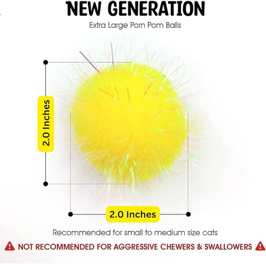 10 Pieces Sparkle Pom Pom Balls for Cat - Interactive Glitter Balls, Multicolor, Size of 2 inches, Best as Kitten Play Toys…