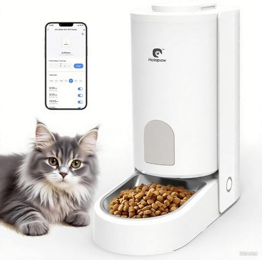 Automatic Cat Feeder - 2.4G WiFi Cat Food Dispenser, 3.7L Timed Pet Feeder with APP Control for Remote Feeding, 1-10 Meals per Day for Small Dog Kitten Indoor, Detachable for Cleaning