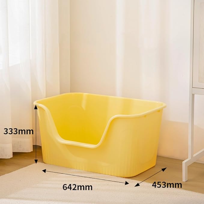 Extra Large Litter Box with High Sides 25.27" Lx17.83 Wx13.11 H,Anti-Splashing,Tool-Free Assembly,Multi Kitty Cat Litter Box,Jumbo (Yellow)