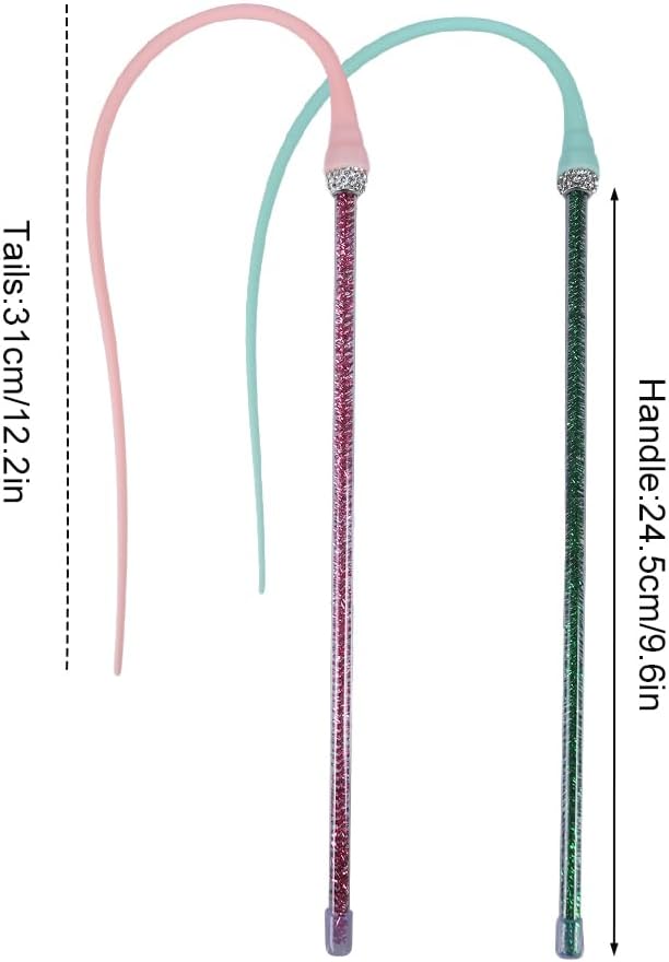 2PCS Cat Toy Wand, Silicone Mice Tail Teaser Toys Interactive Cat Toys with 2 Replaceable Tail for Indoor Cats Kittens Chase Exercise