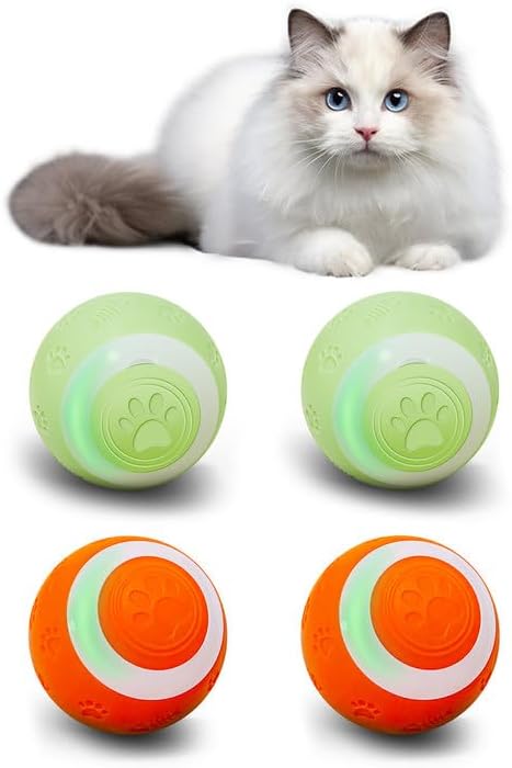 SEALON Electric Interactive Dog & Cat Toy Ball(4 Pack) Indoor Cat Play Ball, Suitable for Cats Over 6 Months for Exercise, Weight Loss, and Fun