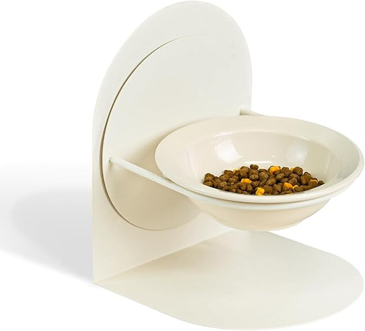 Adjustable Elevated Cat Bowl, Tilted Ceramic Cat Food Bowl with Metal Stand for Indoor Cats, Non-Spill & Non-Slip Raised Pet Feeder