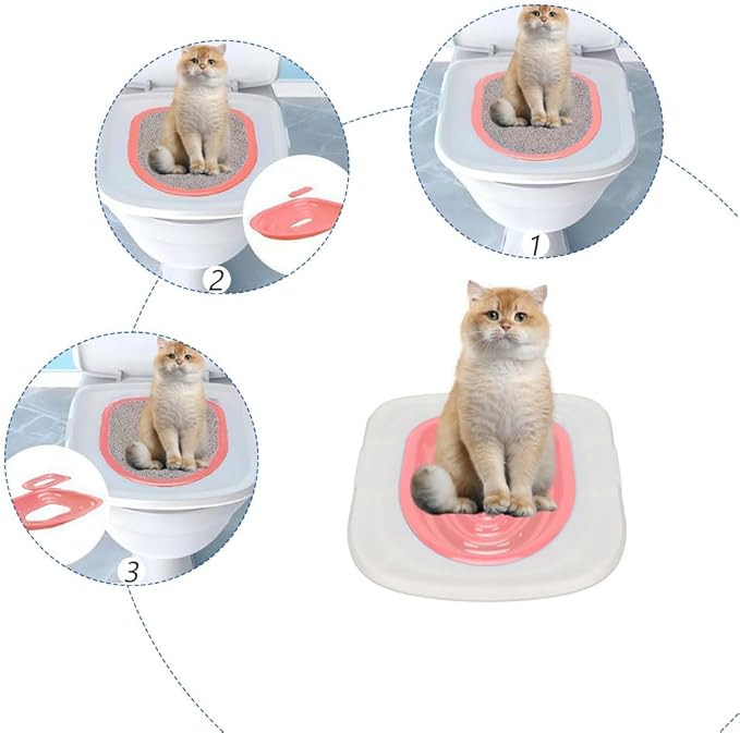 Cat Toilet Training Kit, Professional Universal Hygienic Pet Supply with Tray for Puppy Small Trainer Reusable Litter System Cleaning Kitty Potty Train to Use Cats Urinal Seat Tool Toilets
