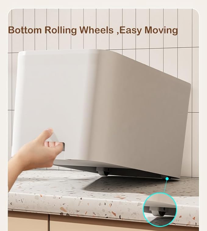 10Lbs Dog Food Storage Container,Pet Food Container with Rolling Wheels & Sliding Lid,BPA Free Plastic Storage Bin For Dog Food Kibble with Measuaring Cups-Rodent proof