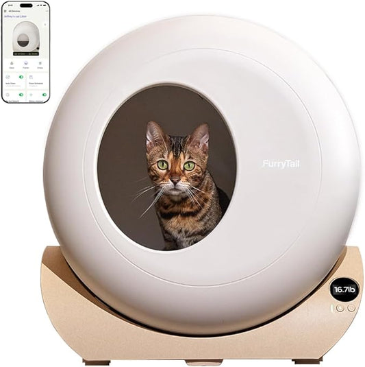 Self Cleaning Litter Box with APP - Automatic Cat Litter Box for All Your Cats, Odor Control, Spacious Interior and Large Wastes Bin Capacity,Includes 40 Litter Bags