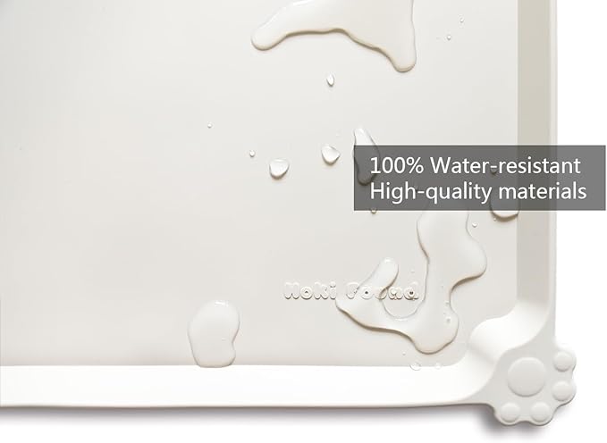 Hoki Found XX-Large Silicone Pet Feeding Mats - Non Slip Dog Cat Bowl Placemats - Waterproof for Carpet - Cream Brown