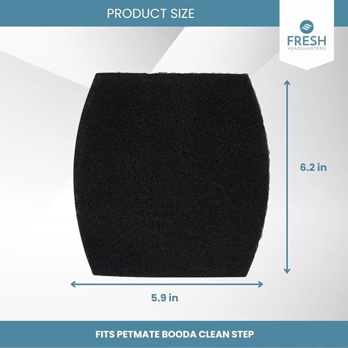 2-Pack Activated Carbon Litter Box Filters - Premium Pre Cut 5.9" x 6.2" Cat Litter Filters Replacement - Compatible with PetMate Booda Clean Step, Biodegradeable and Made in USA