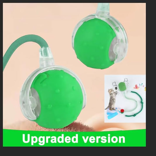 Interactive Cat Toys Ball for Indoor Cats,[2025 Newly Upgraded] Agile Moving Cat Ball with Elastic Mesh Tail,Automatic Kitten Toys for Bored Indoor Adult Cats,Motion Activated (Green)