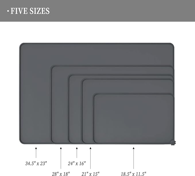 Waterproof Pet Feeding Mat with High Raised Edges, Heavier and Thicker Placemats for Cat Dog Water Bowl with BPA Free, Dogs Cats Food Mats for Messy Drinkers to Prevent Spill and Protect Floors