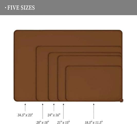 Waterproof Pet Feeding Mat with High Raised Edges, Heavier and Thicker Placemats for Cat Dog Water Bowl with BPA Free, Dogs Cats Food Mats for Messy Drinkers to Prevent Spill and Protect Floors