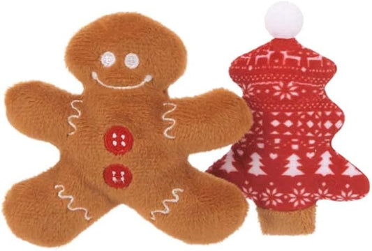 P.L.A.Y. Cute Cat Toys - Holiday & Christmas Themed Organic Catnip Filled Toy, Great for Adult Cats and Kittens - Machine Washable, Recycled Materials, Crinkles, Rattles (Meowy Christmas, Set of 2)