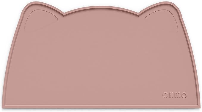 OHMO - Cat Food Mat, Silicone Pet Feeding Mat for Floor Non-Skid Waterproof Dog Water Bowl Tray, Easy to Clean Pet Placemat (Rose, 18 * 9.8'')