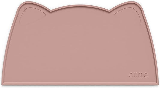 OHMO - Cat Food Mat, Silicone Pet Feeding Mat for Floor Non-Skid Waterproof Dog Water Bowl Tray, Easy to Clean Pet Placemat (Rose, 18 * 9.8'')