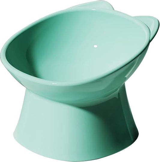 GKYZBB Elevated Cat Bowls, 15° Tilted Raised Cat Food Bowl Anti-Vomiting,Dog Kitten Food Dishes Pet for Cats and Small Dogs (Green)