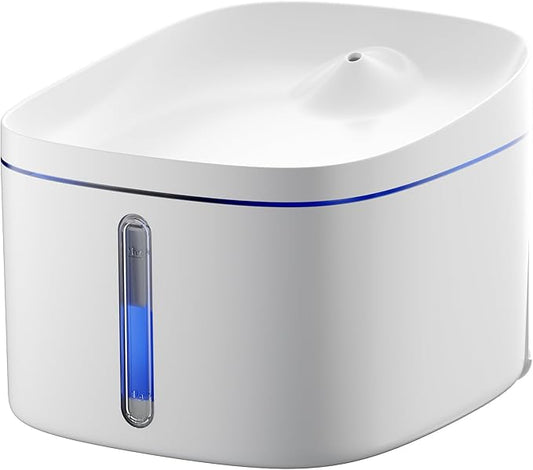 DOGNESS D01B Pet Fountain Cat Water Dispenser Healthy and Hygienic Drinking Fountain 2.2L Automatic Electric Water Bowl for Dogs, Cats, Birds and Small Animals White