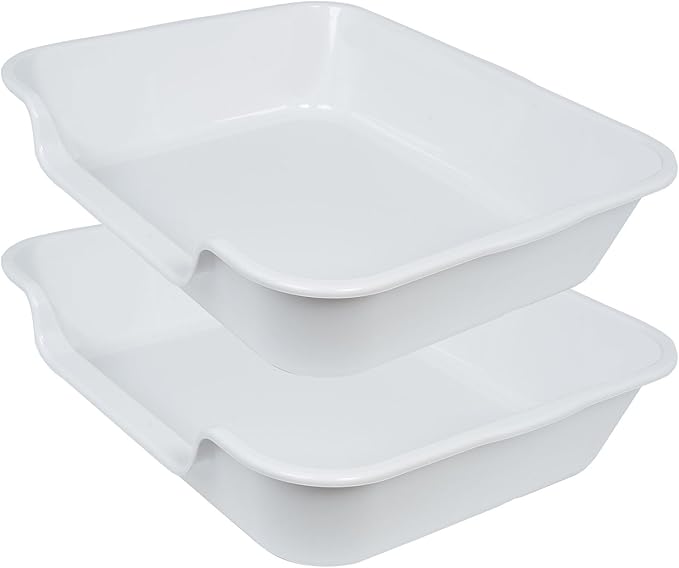 2 Pack of Extra Large Cat Litter Box (ABS Material), Low Entry Senior Litter Pen for Geriatric Kitty Big Cats, Jumbo Pet Safe Litter Boxes Tray for Indoor Pets Potty (Gray, 24" L x 20" W)
