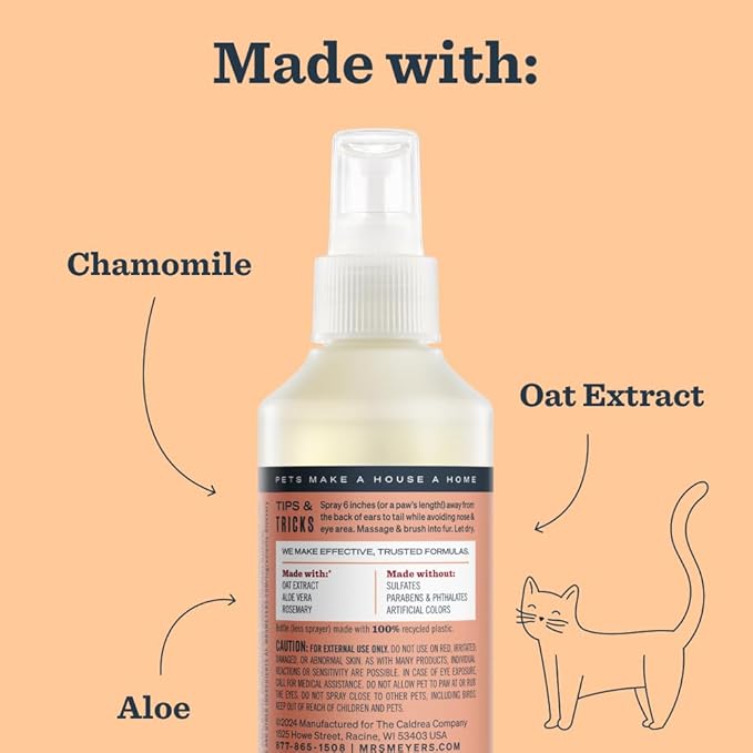 MRS. MEYER'S Clean Day Cat Deodorizing Spray, White Peach Scent, 8oz
