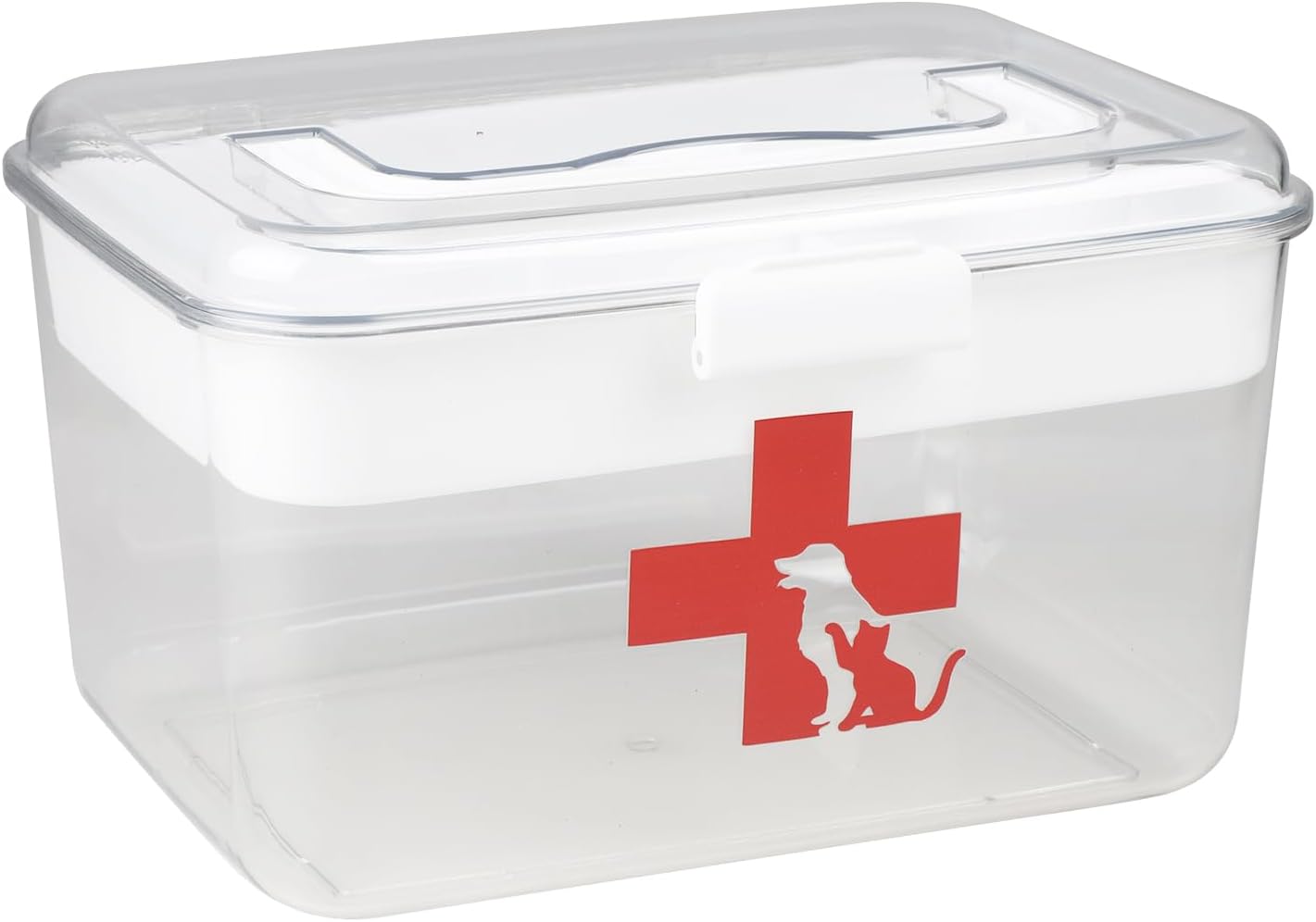 2 Layers Dog First Aid Kit box,Large First Aid Kit Bin,Medic Box for Dog Cat,Empty First Aid Box,Medicine Organizer with Built in Handle,Family or Dog Travel Camping Emergency Tool Set