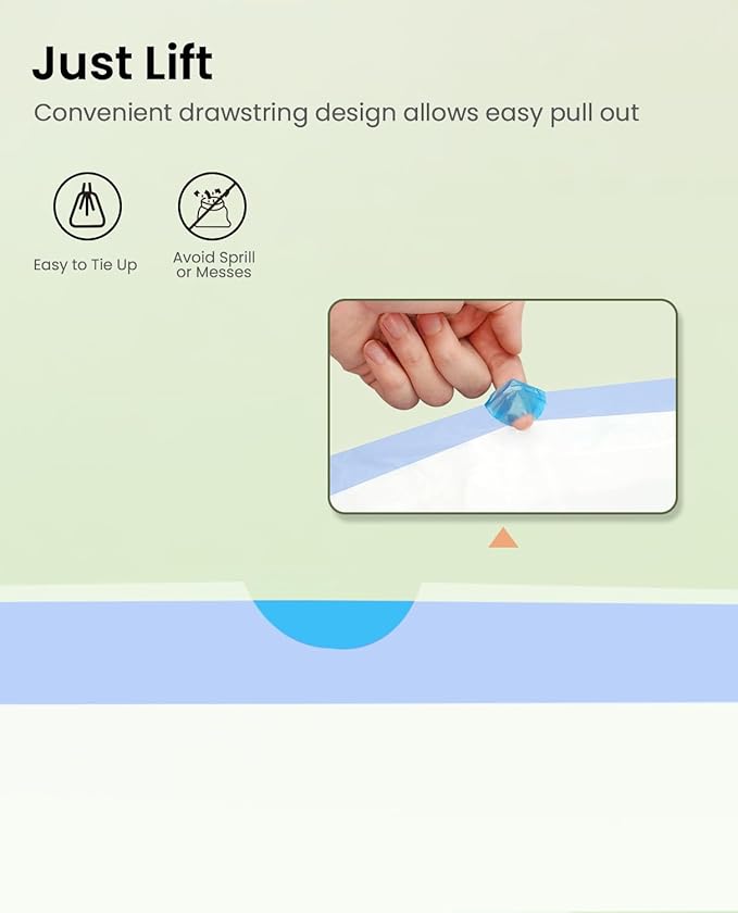 Self-Cleaning Cat Litter Box Liners - 60 Pack, Drawstring Cat Litter Waste Bags for Automatic Litter Box-18" x 18"