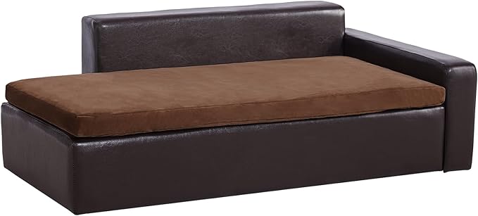 VEVOR Dog Bed, Dog Couch for Small Dogs and Cats, Leather Pet Sofa and Chair, 60 lbs Load Capacity, Black/Brown