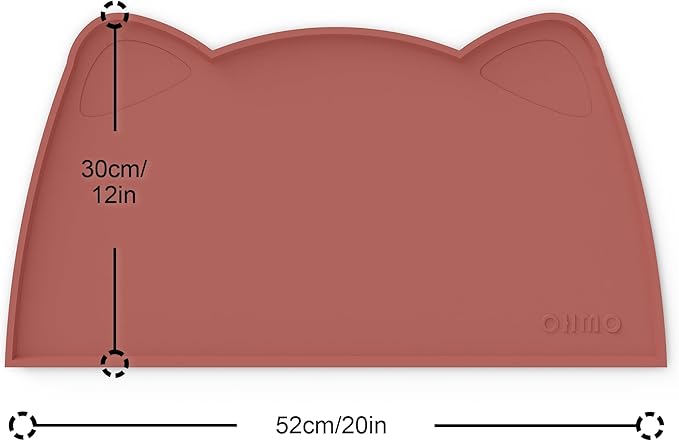 OHMO - Cat Food Mat, Silicone Pet Feeding Mat for Floor Non-Skid Waterproof Dog Water Bowl Tray, Easy to Clean Pet Placemat