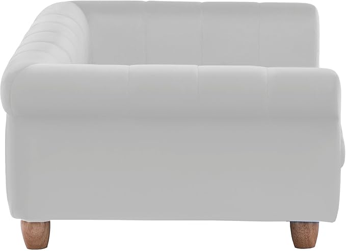 Critter Sitters 42-In. Elegant Cream Faux-Velvet Rectangular Dog Sofa for Medium and Large Dogs, Durable Elevated Dog Sofa Bed, Comfortable Dog Couch, Modern and Stylish Dog Sofa for Large Dogs