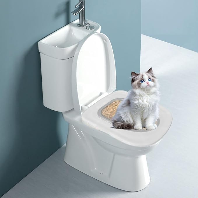 Cat Toilet Training Kit, Toilet Training for Cats,Professional Cat Urinal Reusable Kit System Trainer Seat Tool Pet Cleaning Most Toilets with Extra Tray Environment