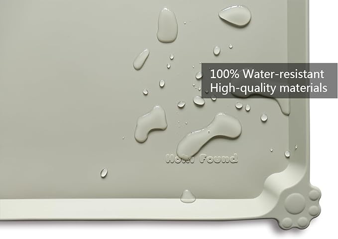 Hoki Found X-Large Silicone Pet Feeding Mats - Non Slip, Waterproof Dog & Cat Food Mats - Placemats for Carpet - Cream Green