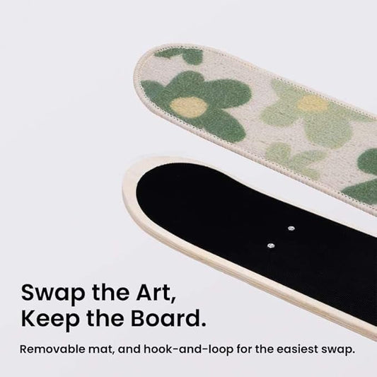 Wall Mounted Cat Scratching Board Skateboard Style (24"x6") - Reusable Wooden Board + Replaceable Cat Scratcher Map with Mounted Setup