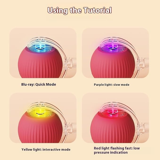 Interactive Dog Cat Toy Ball, Automatic Moving Bouncing Rolling, with 3 Mode Adjustable Speed, Pet Smart Chase Ball Rechargeable, Enrichment Toys for Bored Indoor Adult Cats/Dogs