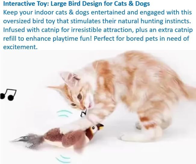 Flapping Bird Cat Toy, Cat Toys for Bored Indoor Adult Cats (No Flying) - Interactive Automatic Cat Toy with Chirping & Flapping Wings, Catnip Toy for Cats, Juguetes para Gatos