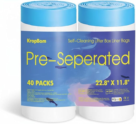 40 Count Automatic Cat Litter Bags Compatible with PURA X/MAX & ScoopFree Clumping, Tear-free & Leak-Proof Self-cleaning Cat Litter Robot Waste Bags with Durable Drawstring for Litter Box 21" x 11"