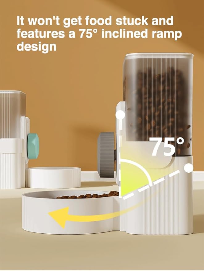 Gravity pet Food Automatic Dispenser: Small pet Feeding cage Feeder Tray - 1L Automatic pet Feeder and Sink kit, Suitable for Cats, Puppies, Rabbits, Ferrets (Blue)